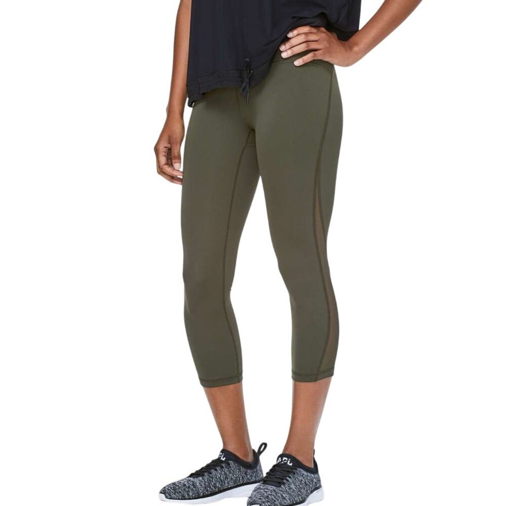 Lululemon Train Times Crop *21” Size 10 Dark Olive